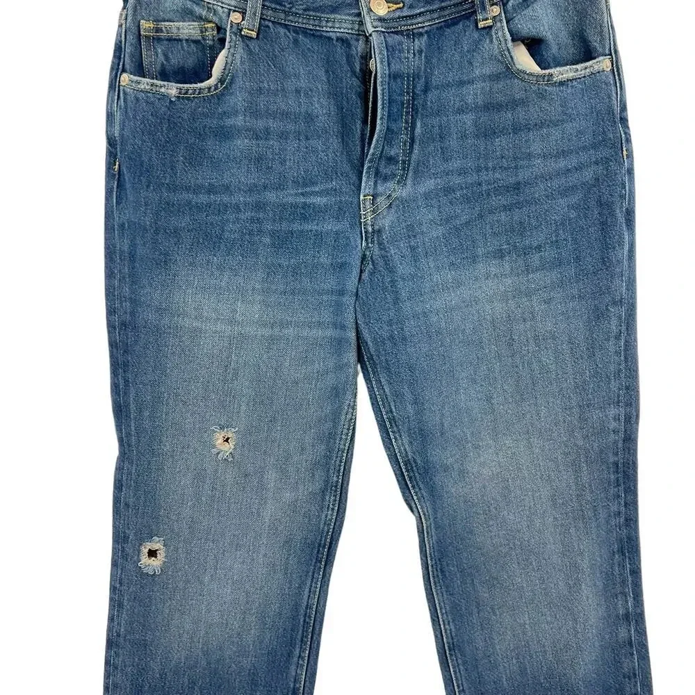 Free‎ People Maggie Straight Jeans Sequoia Blue Denim Size 28